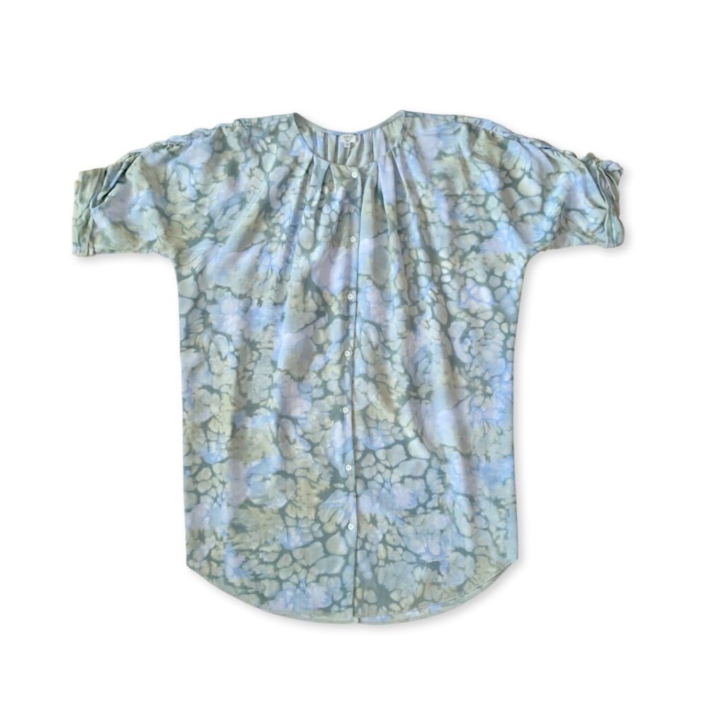 Aritzia Wilfried Silk Bohemian Abstract Print Shirt Dress Tunic Green Rich Girl - Picture 5 of 13